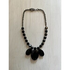 CHIC BLACK RHINESTONE NECKLACE COSTUME JEWELRY FASHION STATEMENT ADJUSTABLE 16"